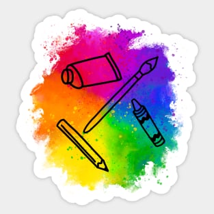 Colorful Art Supplies Sticker